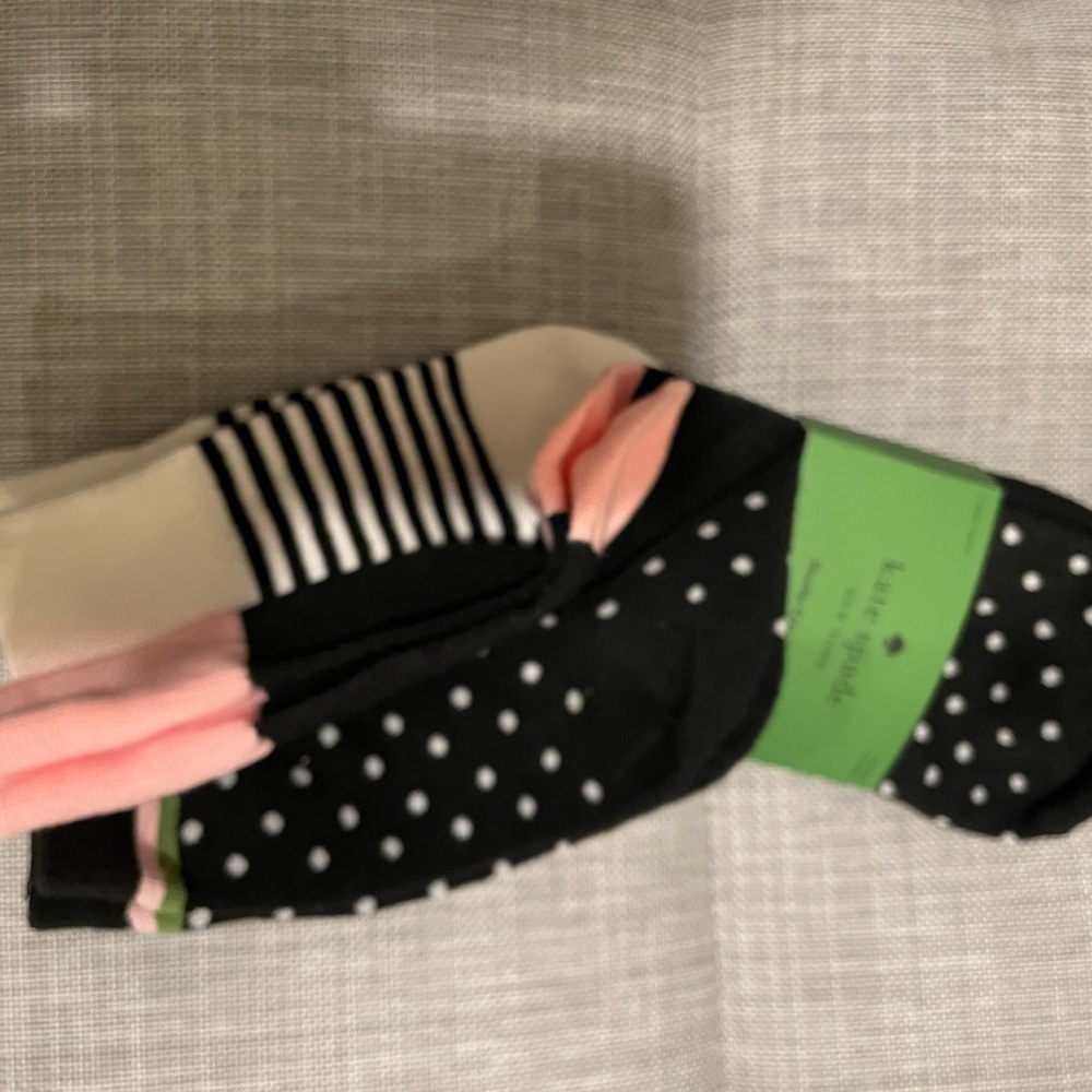 Women’s Kate Spade Shortie Crew Socks Blk/Stripe/ Polka Dot